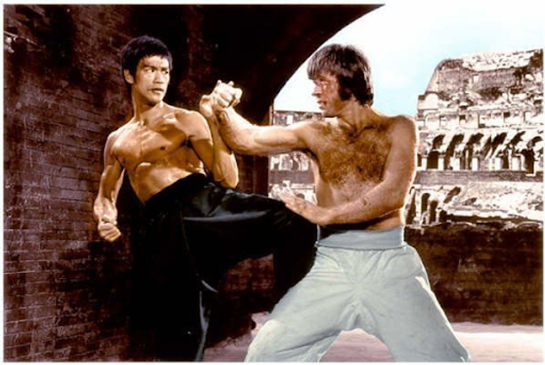 Chuck Norris e Bruce Lee em O Retorno do Dragão
