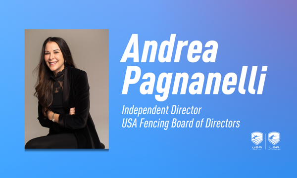 Andrea Pagnanelli, executiva de esportes com foco no crescimento e ex-atleta da Divisão I, nomeada para o Conselho de Administração de Esgrima dos EUA